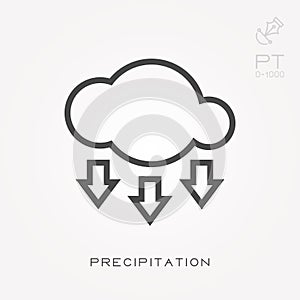 Flat vector icons with precipitation