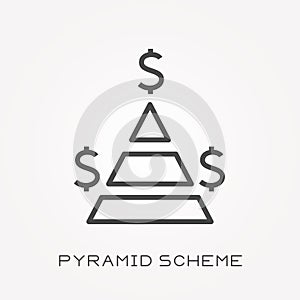 Flat vector icons with pyramid scheme
