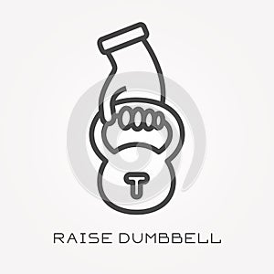 Flat vector icons with raise dumbbell