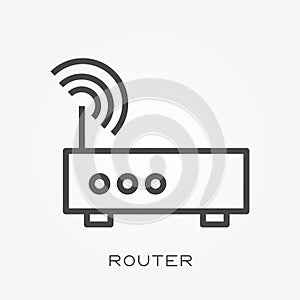 Flat vector icons with router