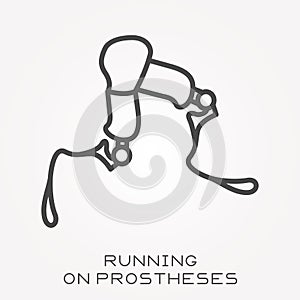 Flat vector icons with running on prostheses