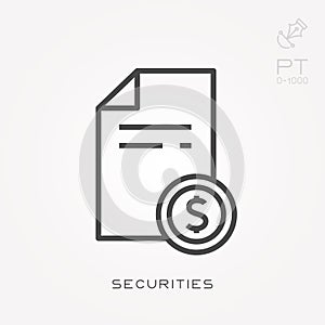 Flat vector icons with securities