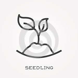 Flat vector icons with seedling