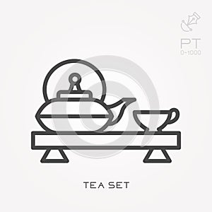 Flat vector icons with tea set