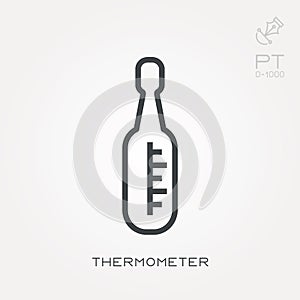 Flat vector icons with thermometer