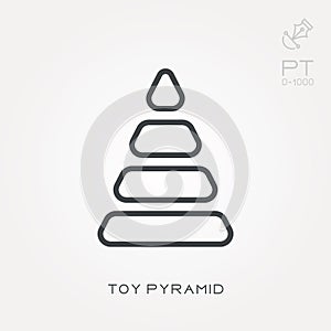 Flat vector icons with toy pyramid