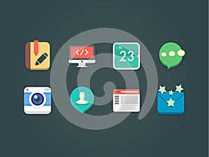 Flat vector icons for web and mobile