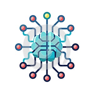 Artificial Intelligence Brain Network Illustration for Technology, Machine Learning, and Innovation