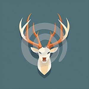 Flat Vector Illustration Of Brocket Deer Antlers photo