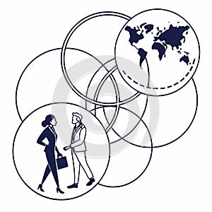 Flat Vector Illustration Of Global Business Connec