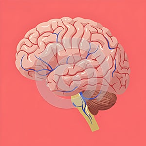 Flat vector illustration of human brain, human brain diagram, vector illustration of human brain