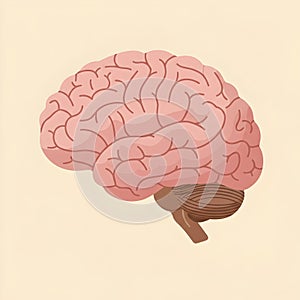 Flat vector illustration of human brain, human brain diagram, vector illustration of human brain