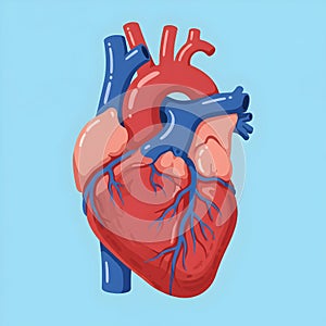Flat vector illustration of human heart, human heart diagram, vector illustration of human heart
