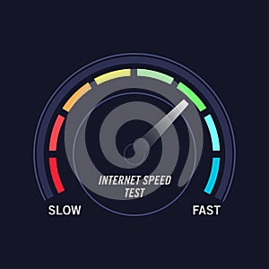 Flat vector illustration of internet speed test gauge.