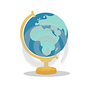 Flat vector illustration of isolated school globe on white background