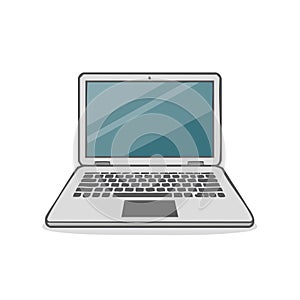 Flat Vector Illustration of Open Laptop Computer with Blank Screen for Technology and Education