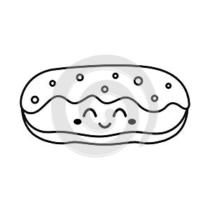 flat vector illustration of outline chocolate eclair