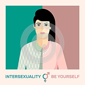 Flat vector illustration of person with male and female marker.