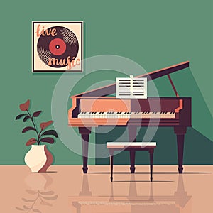 Flat vector illustration of a piano