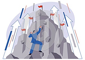 Flat vector illustration that portrays ambition and achieve success