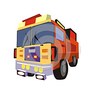 Flat vector illustration of a red fire truck. isolated on a white background. rescue service car design elements