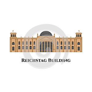 Flat vector illustration of Reichstag Building, Berlin, Germany. Wonderful redevelopment by Norman Foster. It is a great thing to