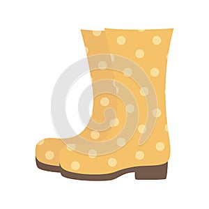 Flat vector illustration of rubber boots isolated on white