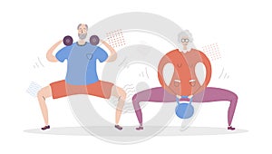Flat vector illustration Senior Couple Fitness.