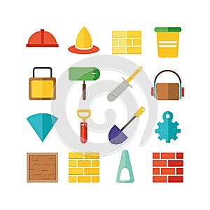 Construction tools and materials in flat vector illustration style