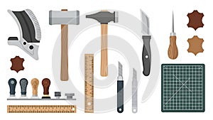 Leather Crafting Tools Set Illustration