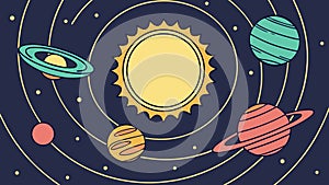 Flat Vector Illustration of the Solar System with Planets, vector design Generative AI