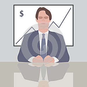 Flat vector illustration of successful business man or manager