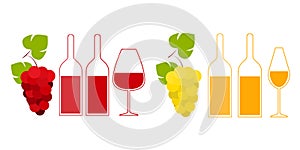 Flat vector illustration of wine bottles