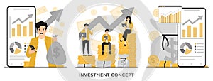 Flat vector investment financial growth concept illustration