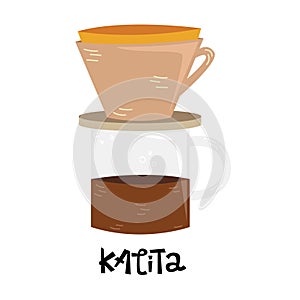 Flat vector kalita. Alternative methods of brewing coffee. Coffee culture photo