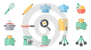Flat Vector Kitchen Utensils and Cooking Tools Collection