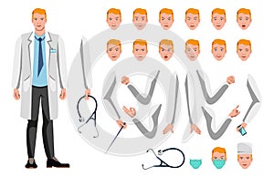 Flat vector male doctor character for your scenes