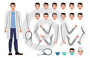 Flat vector male doctor character for your scenes