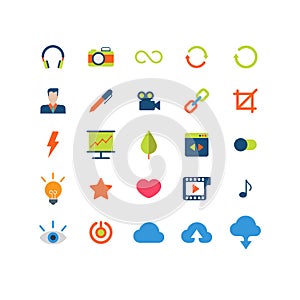 Flat vector mobile web app interface icon pack