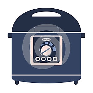 Flat vector multicooker machine icon, crockpot