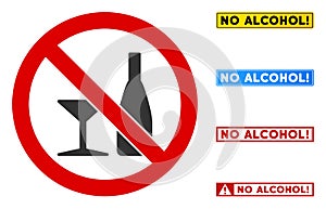 Flat Vector No Alcohol Drinks Sign with Phrases in Rectangular Frames