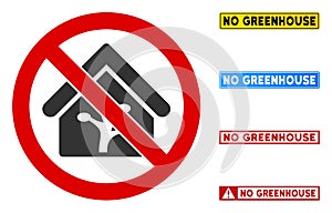 Flat Vector No Greenhouse Sign with Phrases in Rectangular Frames