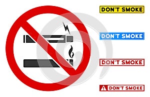 Flat Vector No Smoking No Vaping Sign with Messages in Rectangle Frames photo