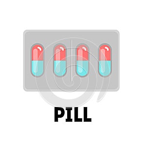 Flat vector pill or vitamin