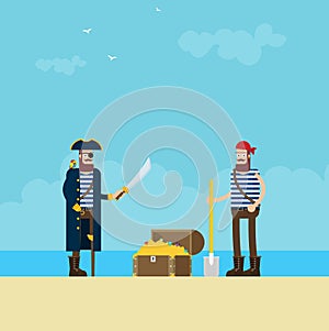 Flat vector pirate isolated on color background