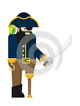 Flat vector pirate isolated on white background