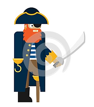 Flat vector pirate isolated on white background