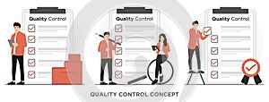 Flat vector product quality control concept illustration