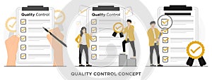 Flat vector product quality control concept illustration
