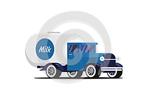 Flat vector retro car isolated on color background